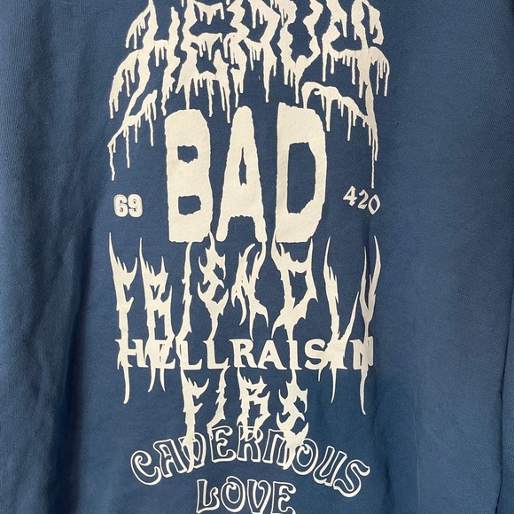 Last Heavy Blue Graphic Print Sweatshirt Size Medium - Picture 3 of 5